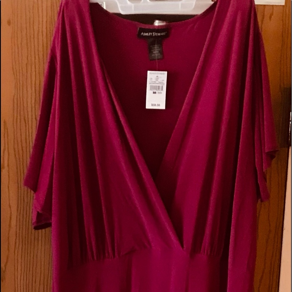 Ashley Stewart Raspberry Ruffled bottom Dress - Picture 2 of 6